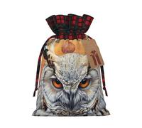 MyPiky Búho creencias impresión Navidad bolsas de regalo con cordón, bolsas de almacenamiento de fiesta de Navidad reutilizables