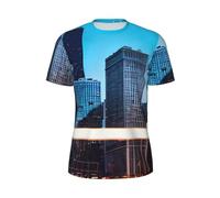 MyPiky Chicago Reflect Print - playera de manga corta para hombre, transpirable, ligera, para verano, gimnasio, entrenamiento, uso casual, Negro -, L
