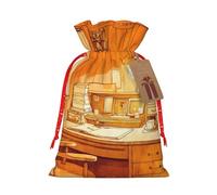 MyPiky Color madera impresión Navidad regalo Bolsas regalo envoltura bolsas bolsa de almacenamiento paquete cordón regalo bolsa para fiesta vacaciones