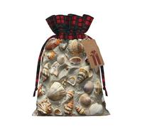 MyPiky Conchas de arena impresión Navidad cordón regalo bolsas, bolso de cordón, Navidad Navidad Bolsas almacenamiento fiesta reutilizable