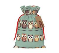 MyPiky Dibujos animados búhos lindo impresión Navidad regalo bolsas envoltura bolsas de almacenamiento paquete cordón regalo bolsa para fiesta vacaciones