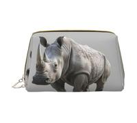 MyPiky - Estuche de maquillaje de piel con estampado de rinoceronte para animales, pequeño estuche de maquillaje para bolso, bolsa de cosméticos, bolsa de aseo para mujer, Animal Rhino, One Size