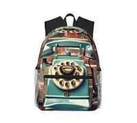 MyPiky Explosión Burst Rojo Y Negro Impresión Mochila Casual,Mochila Ligero Portátil Mochilas,Bolsa De Computadora De Trabajo De Viaje, Inglaterra Reino Unido Retro Londres Teléfonos, One Size