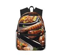 MyPiky Fast Food Print Mochila para Mujeres Hombres, Mochila de viaje para ordenador portátil, Bolsa de ordenador portátil, Mochila informal, bolsa de viaje, negro, talla única, negro, talla única