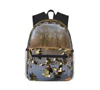 MyPiky Flying Wild Ducks impresión mochila para mujeres hombres, mochila de viaje, bolsa de ordenador, mochila informal, negro, talla única, Negro 1, One Size