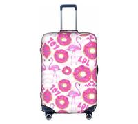 MyPiky Funda de equipaje con estampado de flamencos y donas, funda elástica para equipaje de viaje, de elastano, se adapta a equipaje de 18 a 28 pulgadas, color blanco, grande, Blanco, Large