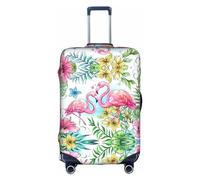 MyPiky Funda de equipaje con estampado de flores de flamenco, funda elástica para equipaje de viaje, de elastano, se adapta a equipaje de 18 a 28 pulgadas, Blanco, X-Large