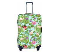 MyPiky Funda de equipaje con estampado de flores y flamencos, funda elástica para equipaje de viaje, de elastano, se adapta a equipaje de 18 a 28 pulgadas, Blanco, Small