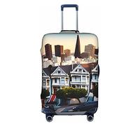 MyPiky Funda de equipaje con estampado de San Francisco, funda elástica para equipaje de viaje, de elastano, se adapta a equipaje de 18 a 28 pulgadas, Blanco, Medium