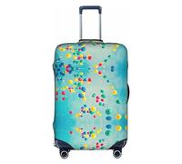 MyPiky Funda protectora de equipaje con estampado de globos de colores azules para maleta, funda de maleta de viaje para niños y adultos, se adapta a 18-32 pulgadas, Blanco, Large