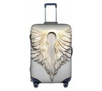 MyPiky Funda protectora de maleta de viaje con estampado de alas de ángel para niños y adultos, se adapta a 18-32 pulgadas, Blanco, Small