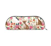 MyPiky Ganado Perro Impresión Floral Recibido Bolsa De Maquillaje Bolsas de Cosméticos Bolsa de Almacenamiento Viaje Bolsa de Inodoro Recibido Bolsas Lápiz Bolsa De Ganado Perro Flores, Talla única