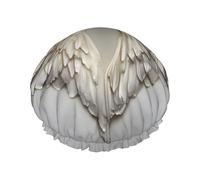 MyPiky Gorro de ducha con estampado de alas de ángel, elástico y reutilizable, para cabello largo, gorro de ducha impermeable grande, para mujeres, hombres y niños