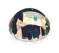 MyPiky - Gorro de ducha con estampado "Happy Mother Day", elástico y reutilizable para cabello largo, gorro de ducha impermeable grande para mujeres, hombres, niños