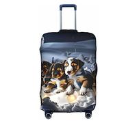 MyPiky Husky Puppies - Funda elástica para equipaje de viaje con estampado de perros, de elastano, se adapta a equipaje de 18 a 28 pulgadas, Blanco, X-Large