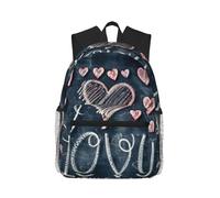 MyPiky I Love You Words With Hearts Print Mochila para Mujeres Hombres, Viaje Portátil Mochila, Bolsa De Ordenador, Mochila Casual Bolsa De Viaje, Negro, Talla Única, Negro 1, One Size