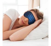 MyPiky Máscara de ojos suave con estampado de notas musicales azules para dormir, máscara de ojos para mujeres y hombres, para dormir y viajar, color negro