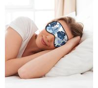 MyPiky Máscara de ojos suave con estampado tropical de flores azules para dormir, máscara de ojos para mujeres y hombres, para dormir y viajar, color negro