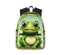MyPiky - Mochila informal de miedo con estampado de Halloween, mochila ligera para ordenador portátil para hombre y mujer, bolsa de viaje para ordenador de trabajo, diseño de rana verde, Diseño rana