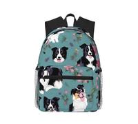 MyPiky - Mochila para ordenador portátil con estampado de estrellas arcoíris de colores para hombre y mujer, Border Collie Florals, talla única