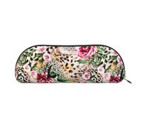 MyPiky Neceser de maquillaje con estampado de leopardo y rosa, bolsa de maquillaje, bolsa de almacenamiento de viaje, neceser para artículos de tocador, estuche para lápices, Animal Tiger Leopard