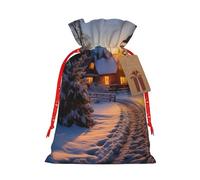 MyPiky Nieve cubierta pueblo ciudad imprimir Navidad regalo bolsas envoltura bolsas de almacenamiento paquete cordón bolsa regalo para fiesta vacaciones