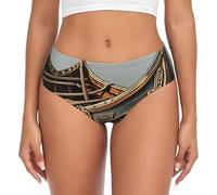 MyPiky Old Viking Boats - Ropa interior para mujer con estampado de barcos vikingos, flexibilidad, suavidad, transpirable, comodidad diaria, Negro -, L