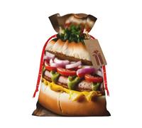 MyPiky Patrón de alimentos divertido impresión Navidad regalo Bolsas envoltura bolsas de almacenamiento paquete cordón bolsa de regalo para fiesta vacaciones