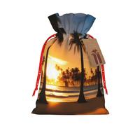 MyPiky Playa amanecer y retroiluminado Palmeras imprimir Navidad regalo Bolsas envoltura bolsas de almacenamiento paquete cordón bolsa de regalo para fiesta vacaciones