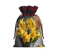 MyPiky Ramo de narcisos imprimir Navidad cordón regalo bolsas, bolso de cordón, Navidad Navidad Bolsas de almacenamiento del partido reutilizable