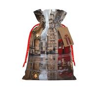 MyPiky Red Phone Booth London Street Print - Bolsas de regalo de Navidad, bolsas de regalo, bolsa de almacenamiento, bolsa de regalo con cordón para fiestas y vacaciones