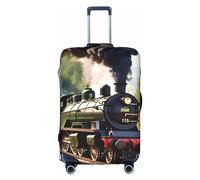 MyPiky Steam Little Train - Funda elástica para equipaje de viaje con estampado de tren pequeño, protector de equipaje de elastano para equipaje de 18 a 28 pulgadas, Blanco, Small