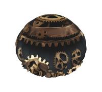 MyPiky Steampunk Gears - Gorros de ducha grandes con estampado de engranajes, gorro de pelo de banda elástica, doble capa impermeable, para mujeres, hombres y niños