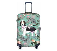 MyPiky Sweet Basset Hound - Funda elástica para equipaje de viaje, con estampado floral, para equipaje de 18 a 28 pulgadas, Blanco, Small