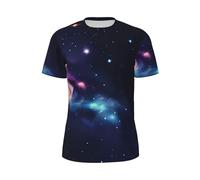 MyPiky Universe Galaxy Space Print - playera de manga corta para hombre, transpirable, ligera, para verano, gimnasio, entrenamiento, uso casual, Negro -, S