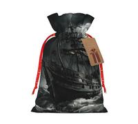 MyPiky Viejo pirata barco en el mar imprimir bolsas de regalo de Navidad regalo envoltura bolsas de almacenamiento paquete cordón bolsa de regalo para fiesta vacaciones