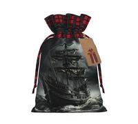 MyPiky Viejo pirata barco en el mar imprimir Navidad cordón bolsas de regalo, bolsa de cordón, Navidad Navidad bolsas almacenamiento fiesta reutilizable