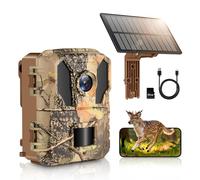 MYPIN Cámara de Caza 4K 64MP Solar con WiFi, Visión Nocturna, Batería 5000mAh Incorporada, IP66 Resistente al Agua, Activación por Movimiento, Incluye Tarjeta de Memoria de 64GB