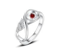 MYPOWER Anillo de cremación con Forma de ala para Cenizas, urna Conmemorativa, joyería, Porta Cenizas para Humanos y Mascotas, Acero Inoxidable, Recuerdo funerario, Regalo para Mujeres - 10 - Rojo