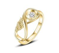 MYPOWER Anillo de cremación con Forma de ala para Cenizas, urna Conmemorativa, joyería, Porta Cenizas para Humanos y Mascotas, Acero Inoxidable, Recuerdo funerario, Regalo para Mujeres - 7 - Oro