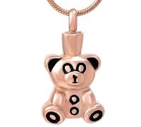 MYPOWER Collar con Colgante de urna de Oso, joyería de cremación para Cenizas de Mascotas o Humanos, relicario conmemorativo, Regalo para Mujeres y niños - Oro Rosa 1