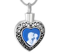 MYPOWER Urna Conmemorativa Mamá y bebé con Colgante de corazón, pequeño Porta Cenizas para Mascotas o Humanos, Collar de Recuerdo