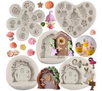 MYPRACS Fairy Graden - Moldes de silicona para decoración de tartas, pasta de goma, decoración de cupcakes, caramelo, chocolate, arcilla polimérica, juego de 5, MY128CK