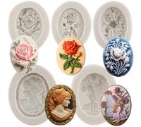 MYPRACS Juego de 5 moldes de silicona Cameo con diseño de rosas y ángeles, hadas, fondant, dama, avatar, chocolate, para decoración de pasteles de caramelos, cupcakes, pasta de goma, arcilla