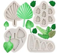 MYPRACS Moldes de silicona con diseño de hojas tropicales, moldes de hojas de palma, molde de hoja de Monstera para decoración de pasteles, decoración de cupcakes, chocolate, caramelo, arcilla