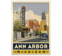 MyPuzzle American College Towns: Ann Arbor, Michigan, póster vintage, rompecabezas premium de 500 piezas para adultos