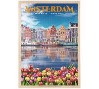 MyPuzzle Amsterdam, Países Bajos - Ciudad De Los Canales, Póster De Viaje De Época - Premium 1000 Piezas Puzzles - Colección Especial MyPuzzle de Havana Puzzle Company