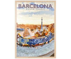 MyPuzzle Barcelona, España - Park Güell, Mosaic Mirage At Dusk, Vintage Travel Poster - Premium 1000 Piezas Puzzles - Colección Especial MyPuzzle de Havana Puzzle Company