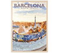 MyPuzzle Barcelona, España - Park Güell, Mosaic Mirage At Dusk, Vintage Travel Poster - Premium 500 Piezas Puzzles - Colección Especial MyPuzzle de Havana Puzzle Company