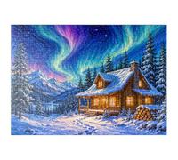 MyPuzzle Cabaña De La Aurora Boreal: Tranquilidad Invernal - Premium 500 Piezas Puzzles - Colección Especial MyPuzzle de Havana Puzzle Company